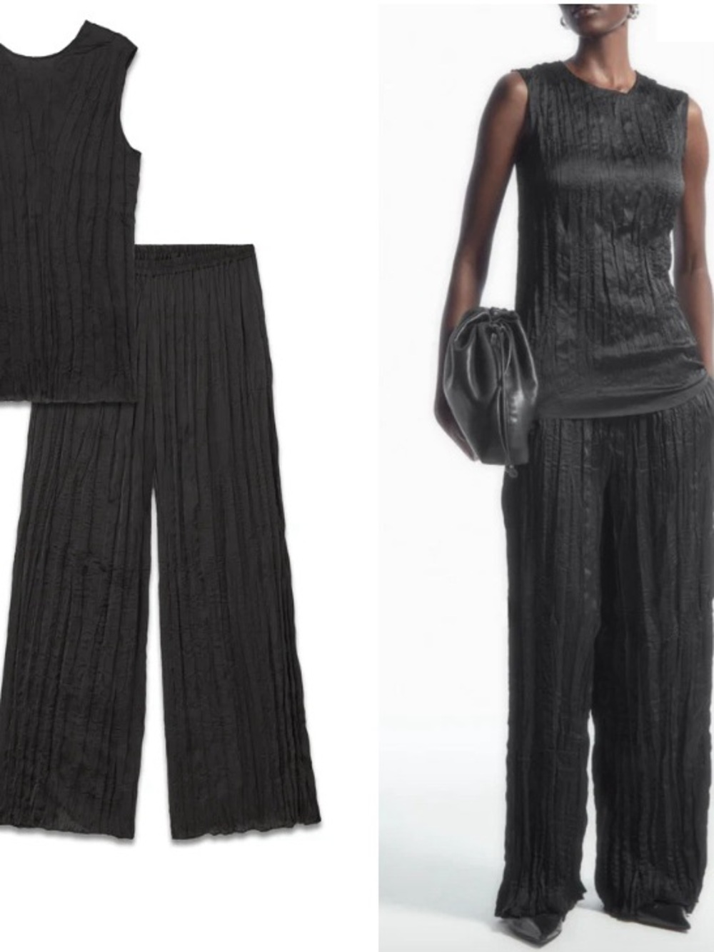 COS Crinkled Plissé Top and Trousers